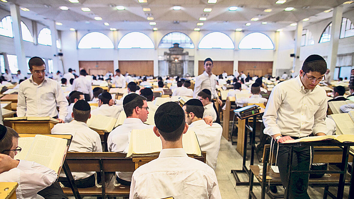 תלמידי ישיבה חרדים לומדים בישיבת חברון